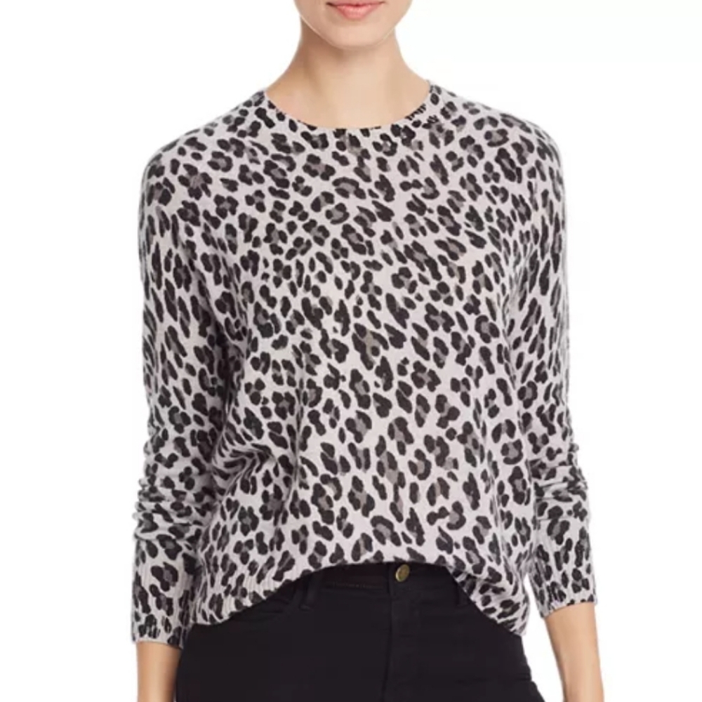 Aqua cashmere leopard print sweater